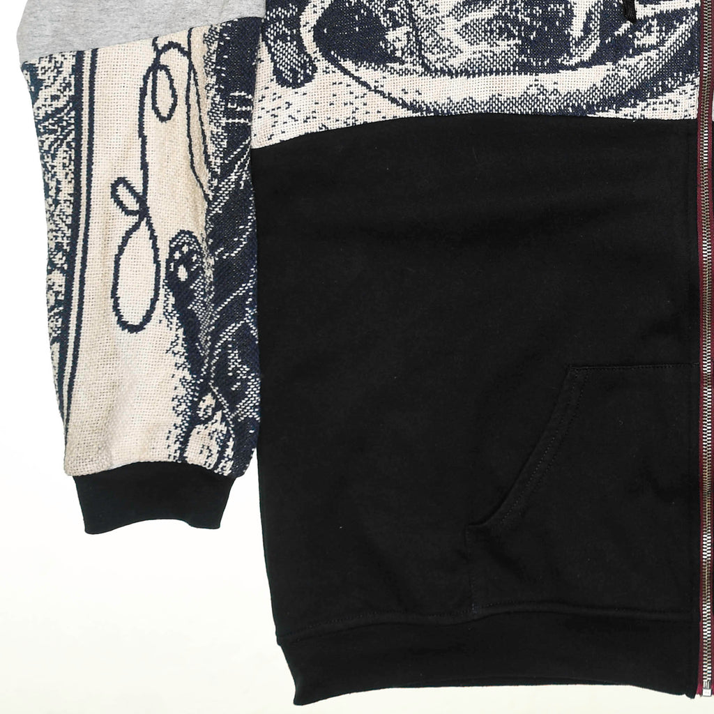 Cat & Milk Tapestry Patchwork Zip Up Hoodie