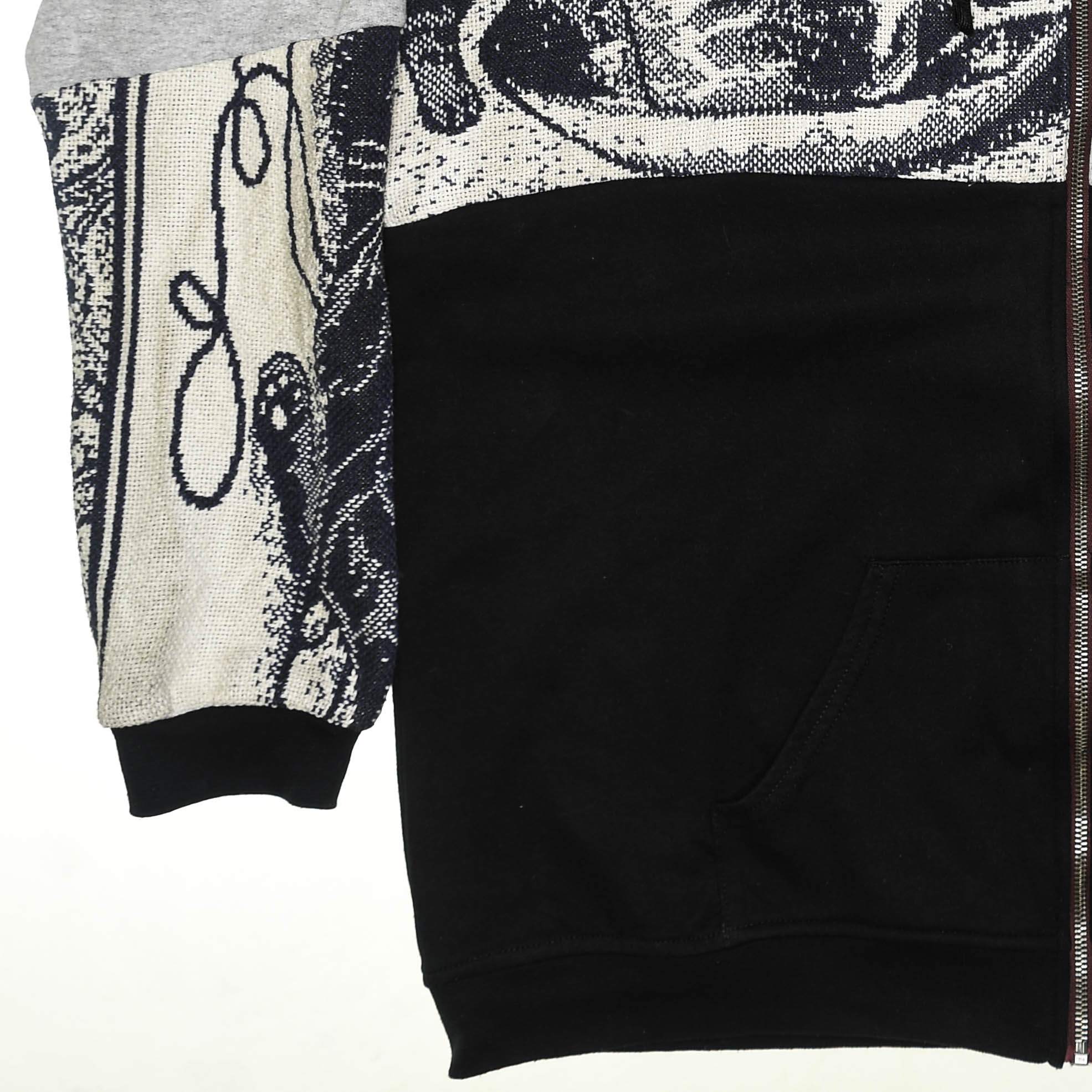 Cat & Milk Tapestry Patchwork Zip Up Hoodie