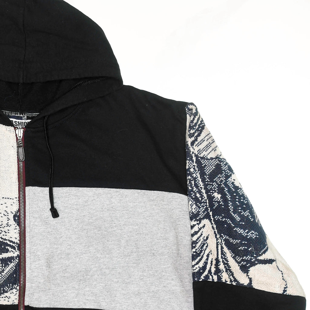 Cat & Milk Tapestry Patchwork Zip Up Hoodie