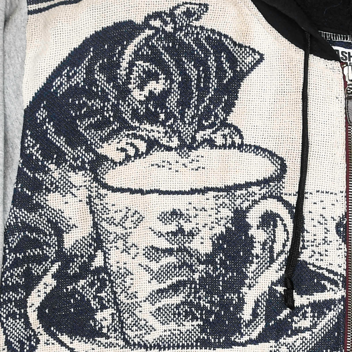 Cat & Milk Tapestry Patchwork Zip Up Hoodie