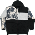 Cat & Milk Tapestry Patchwork Zip Up Hoodie