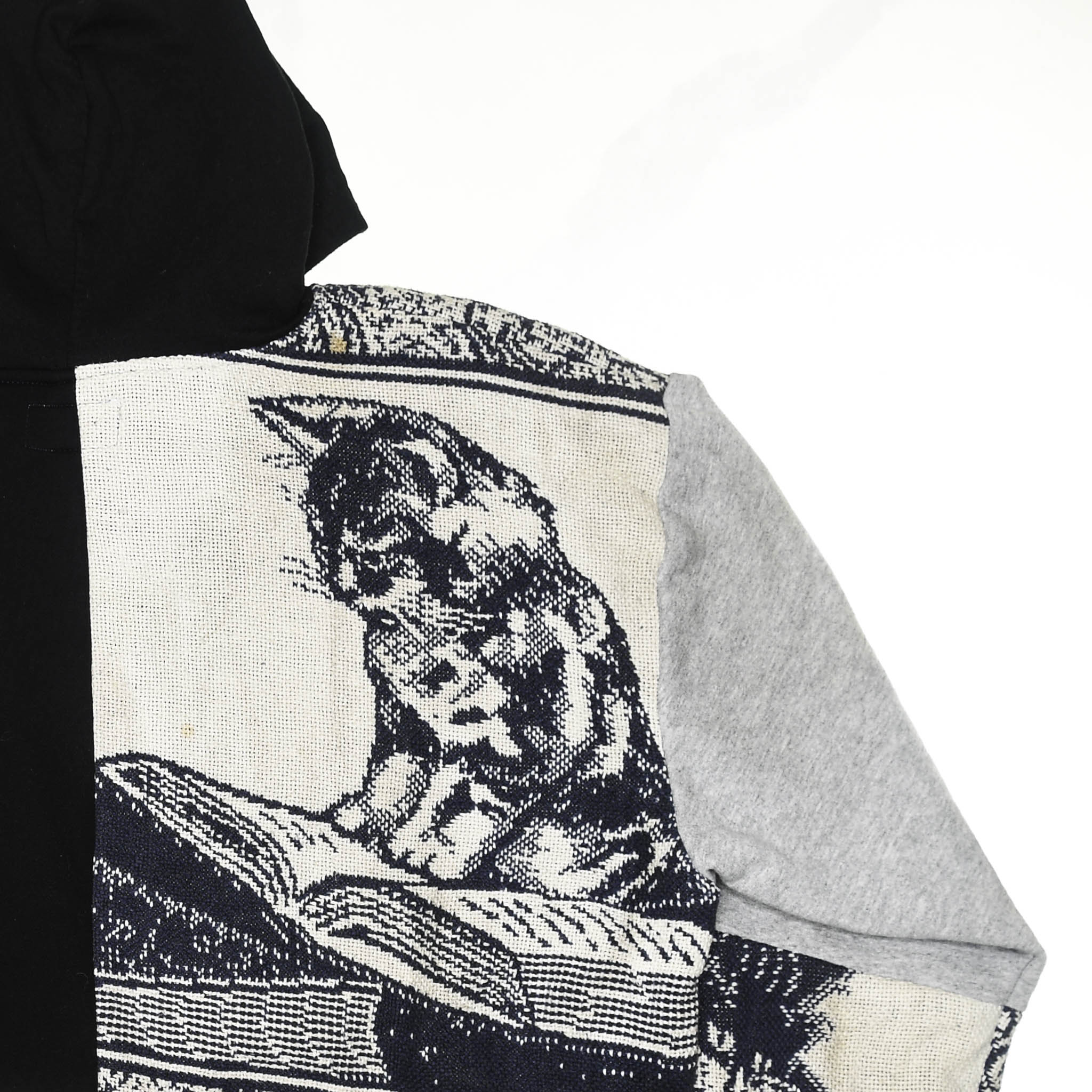 Cat & Milk Tapestry Patchwork Zip Up Hoodie