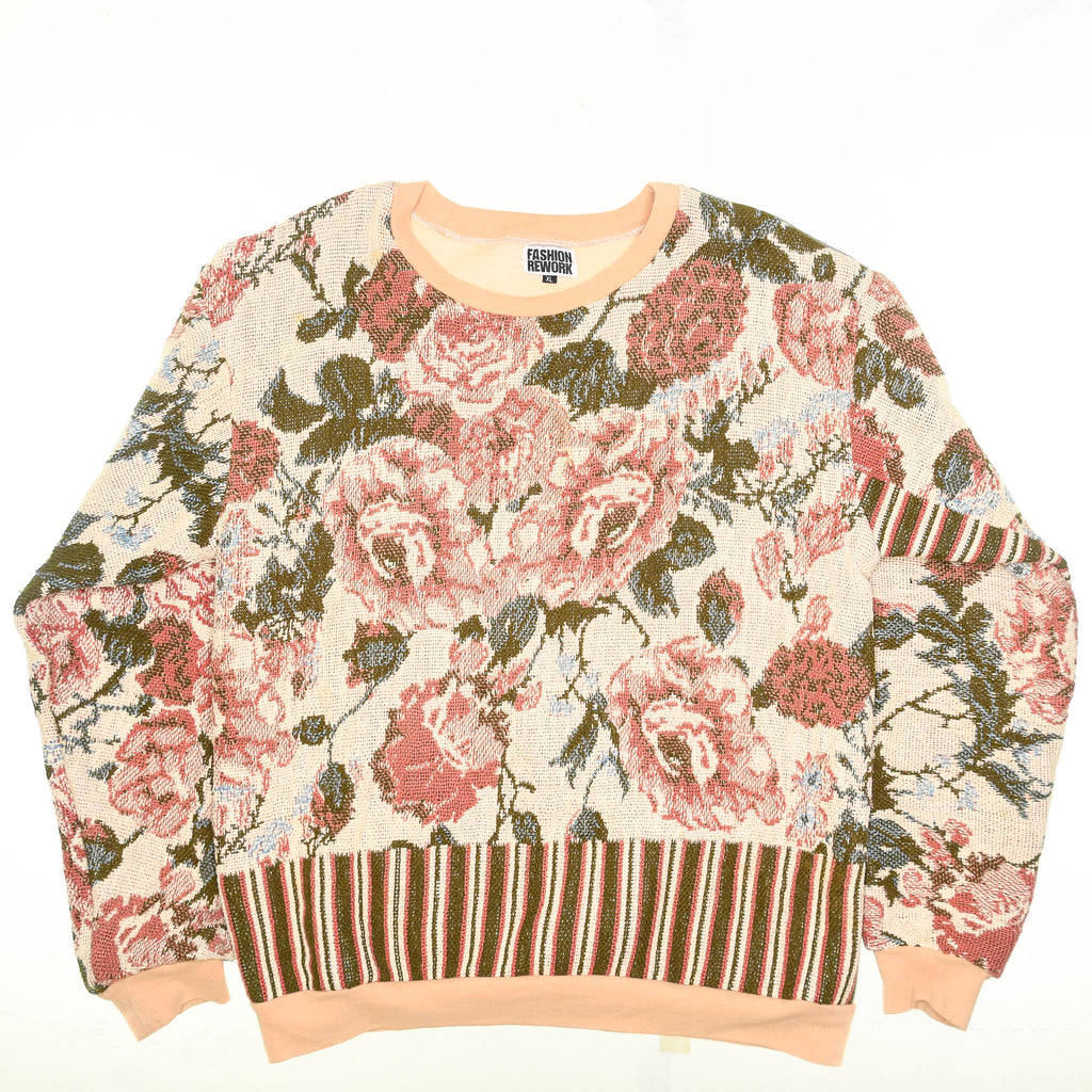 Romantic Floral Tapestry Panel Pullover