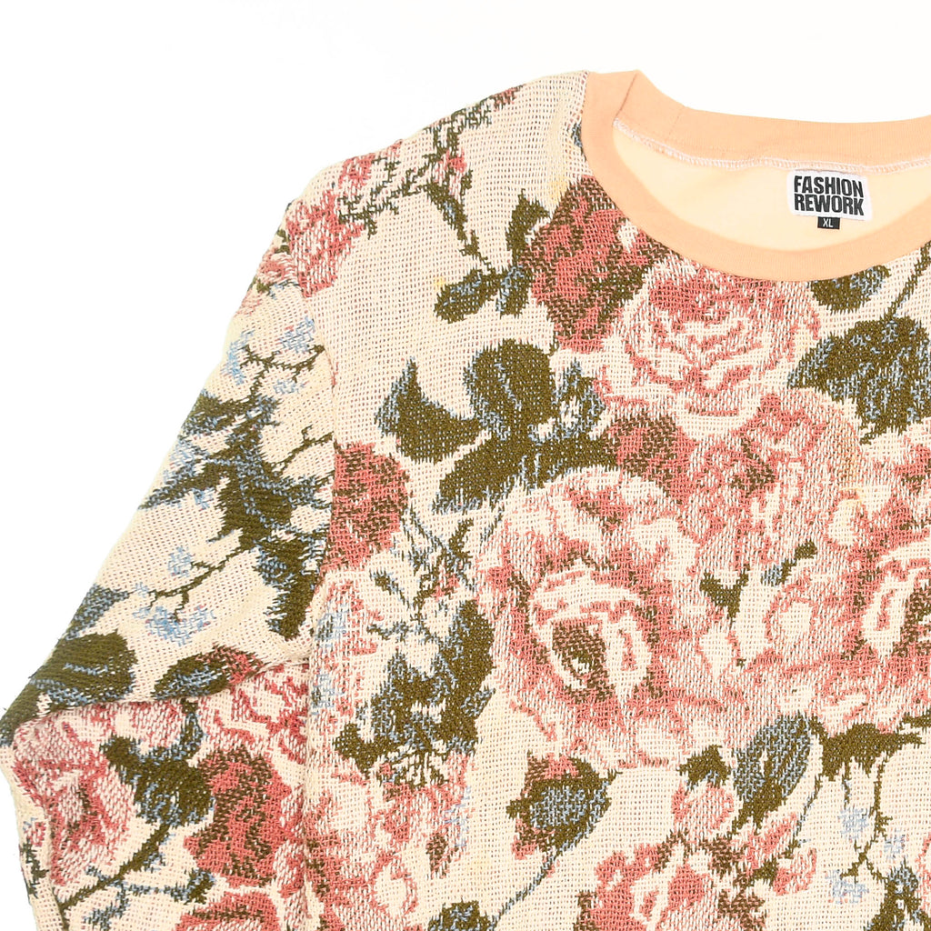 Romantic Floral Tapestry Panel Pullover