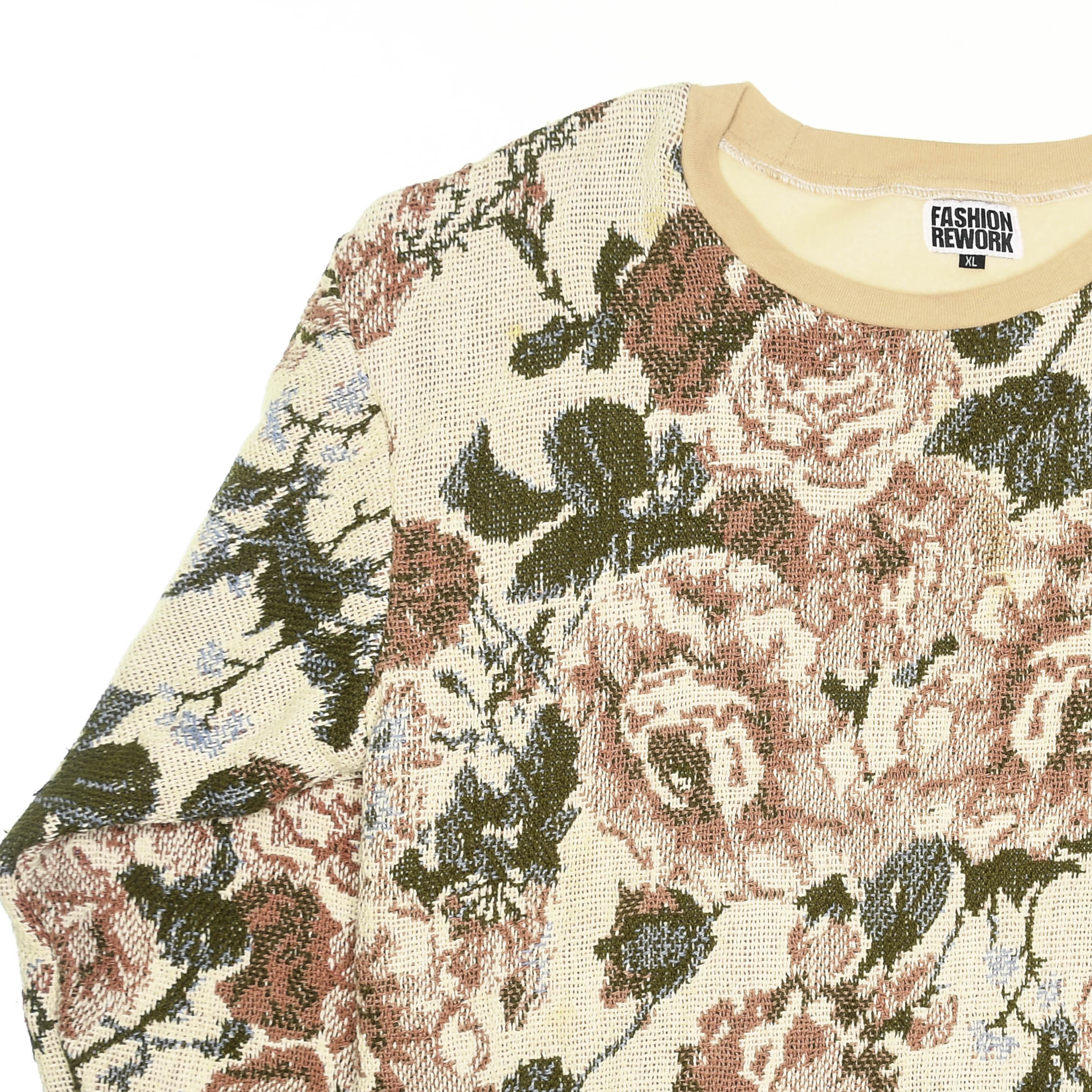 Romantic Floral Tapestry Panel Pullover