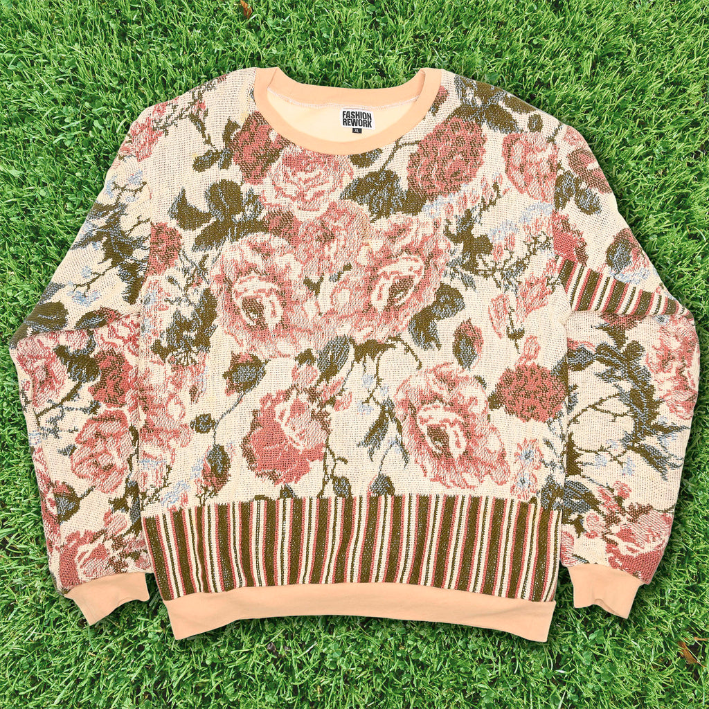 Romantic Floral Tapestry Panel Pullover