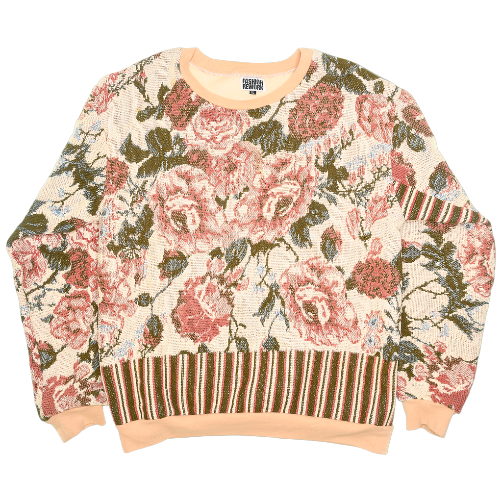 Romantic Floral Tapestry Panel Pullover