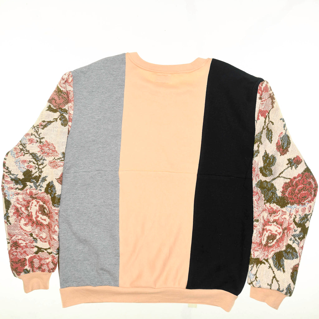 Romantic Floral Tapestry Panel Pullover