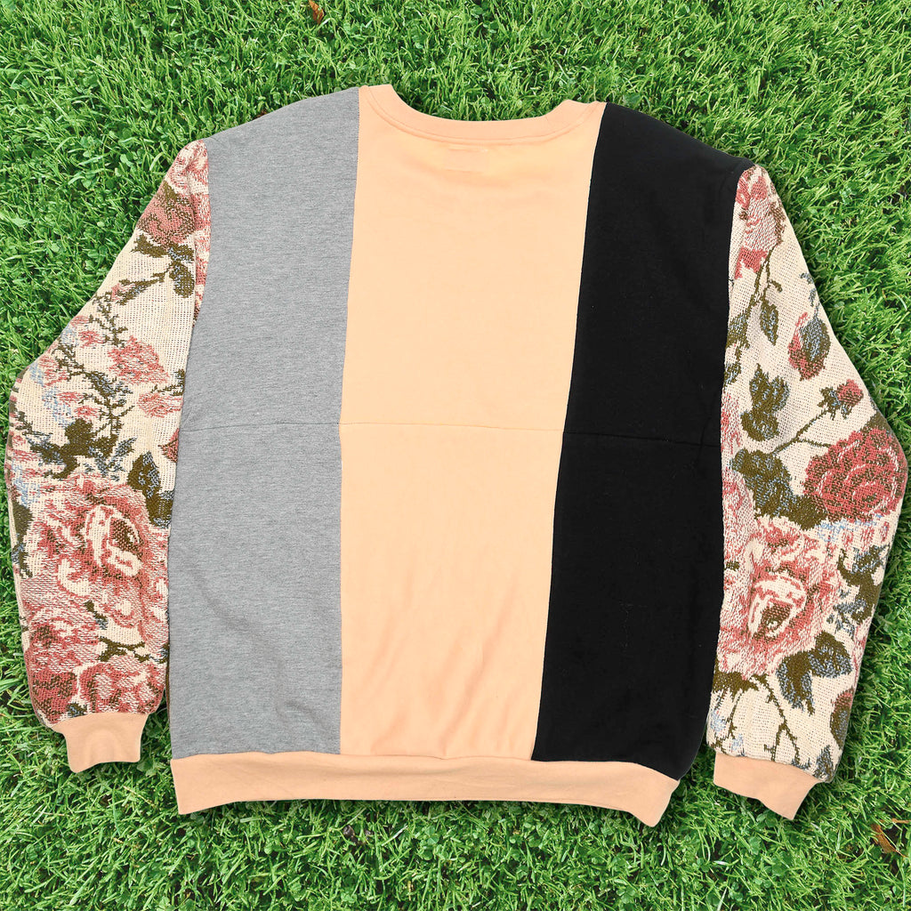 Romantic Floral Tapestry Panel Pullover