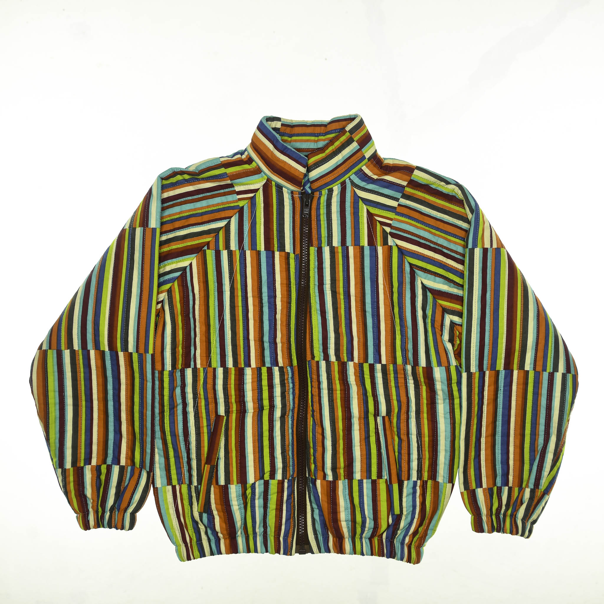 Vibrant Striped Quilt Bomber Jacket