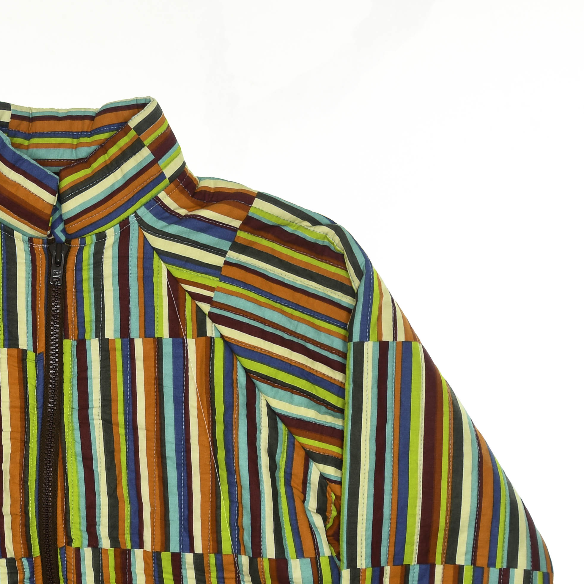 Vibrant Striped Quilt Bomber Jacket