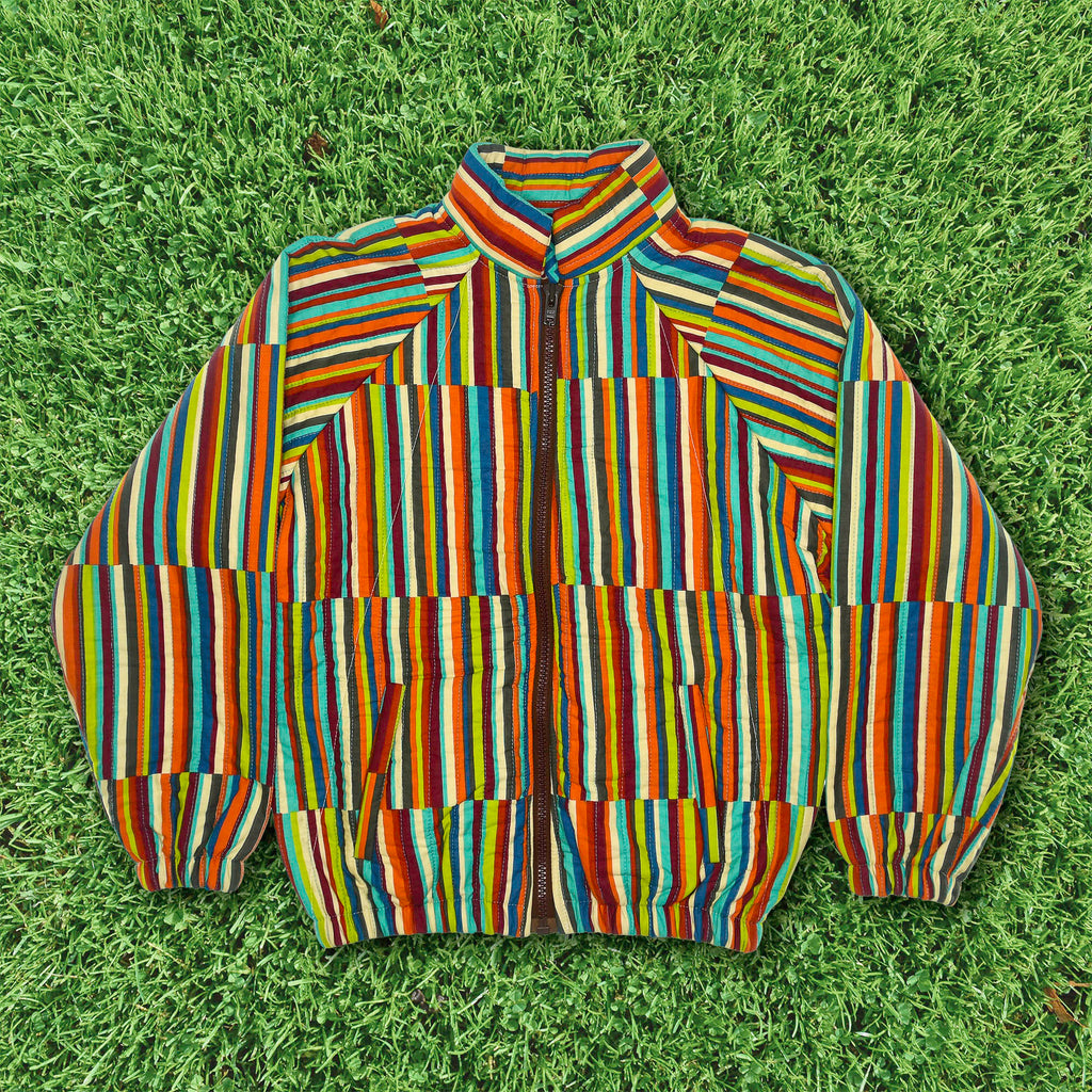 Vibrant Striped Quilt Bomber Jacket