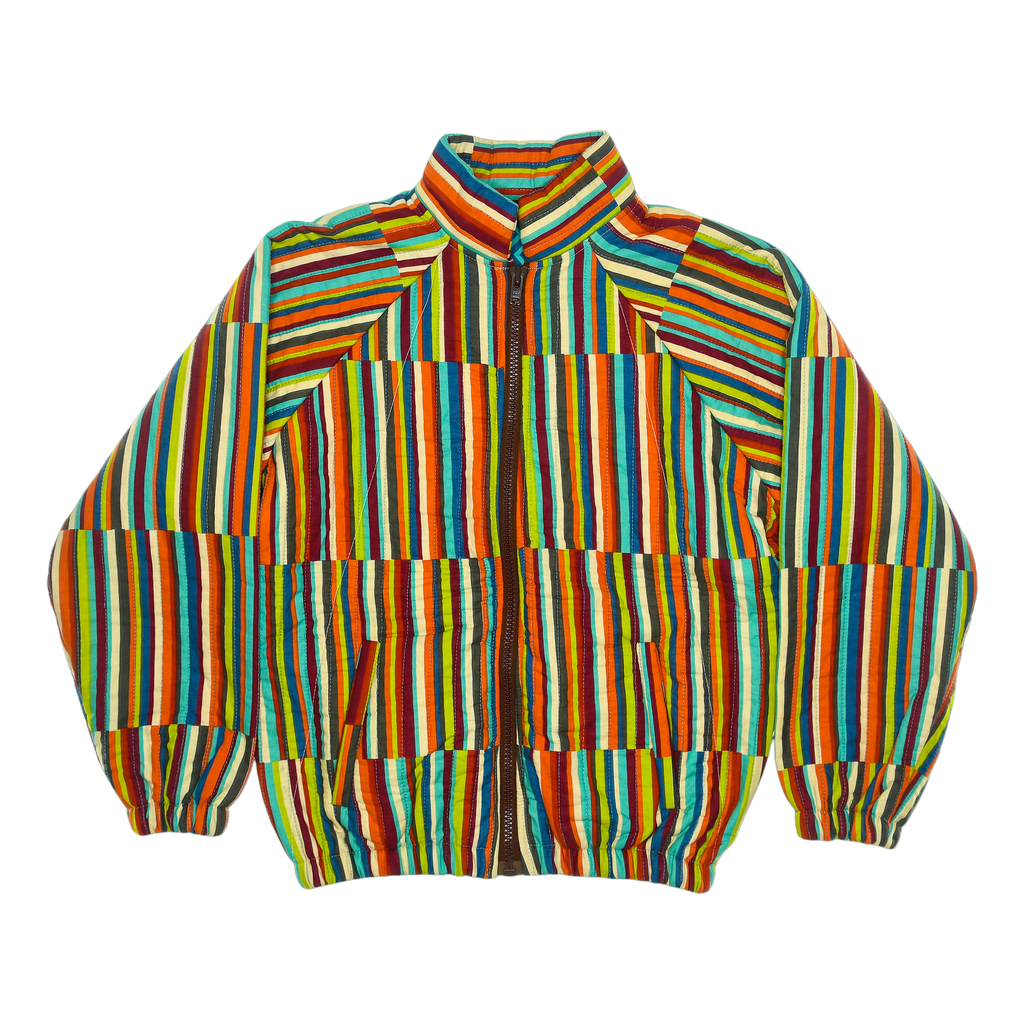 Vibrant Striped Quilt Bomber Jacket