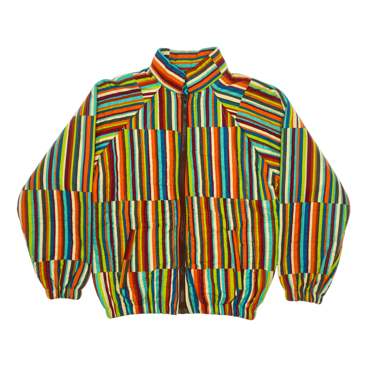 Vibrant Striped Quilt Bomber Jacket