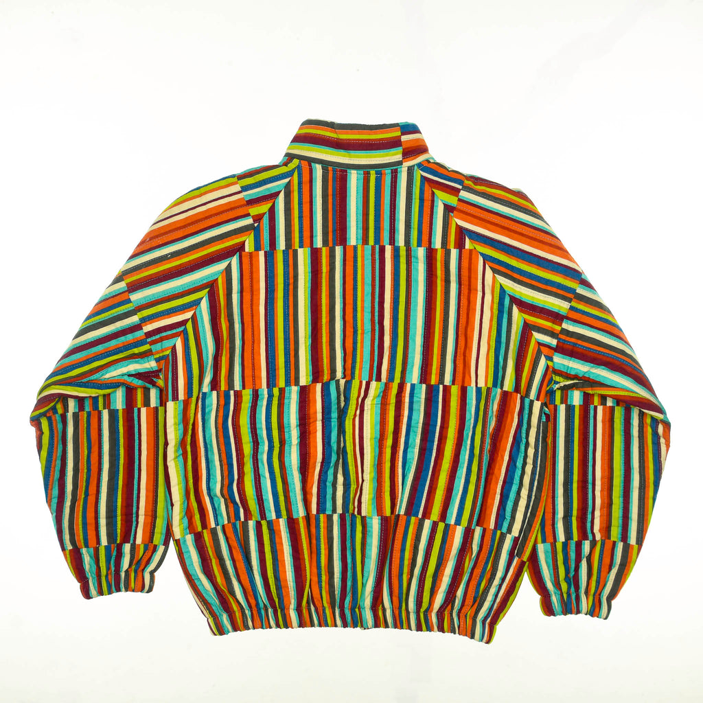 Vibrant Striped Quilt Bomber Jacket