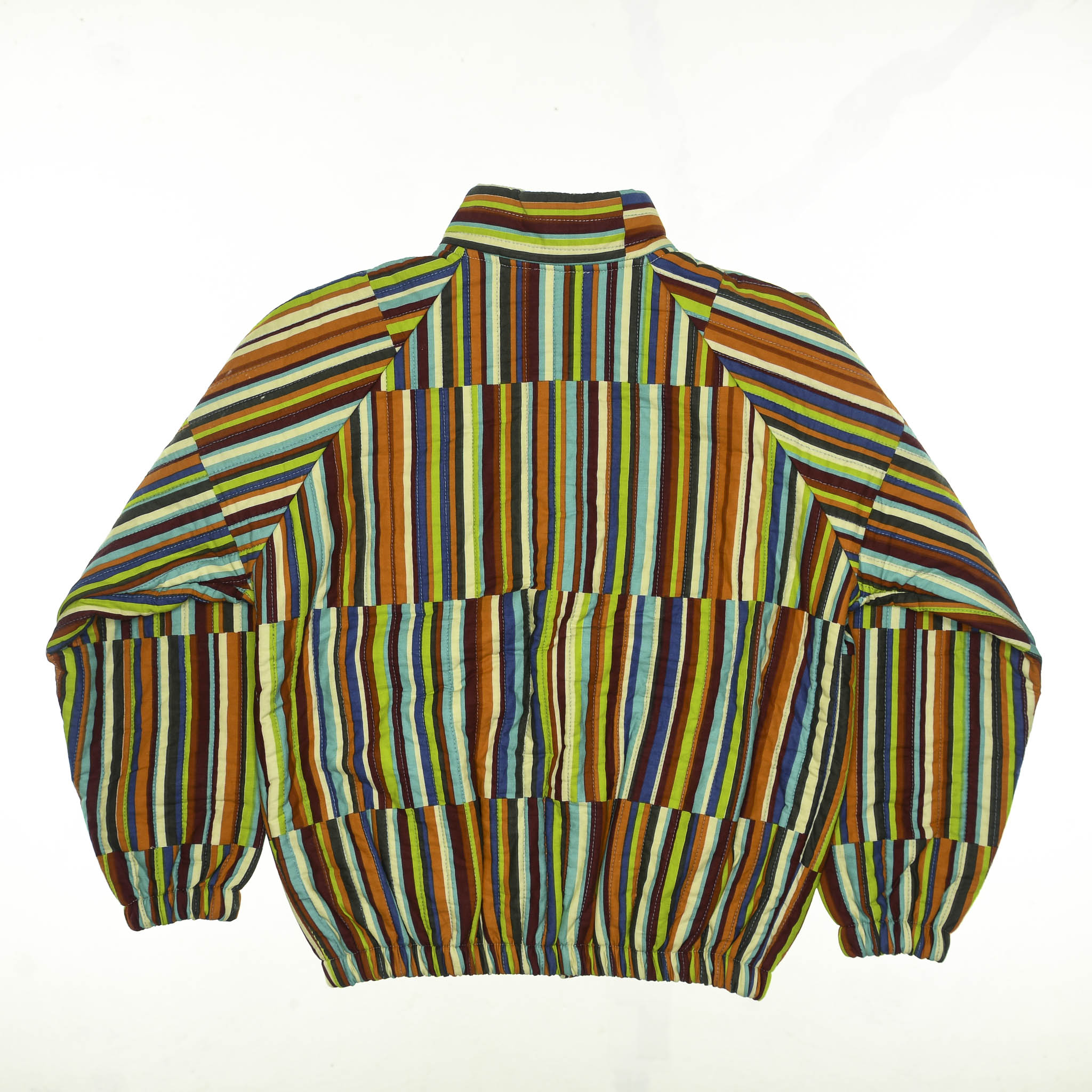 Vibrant Striped Quilt Bomber Jacket