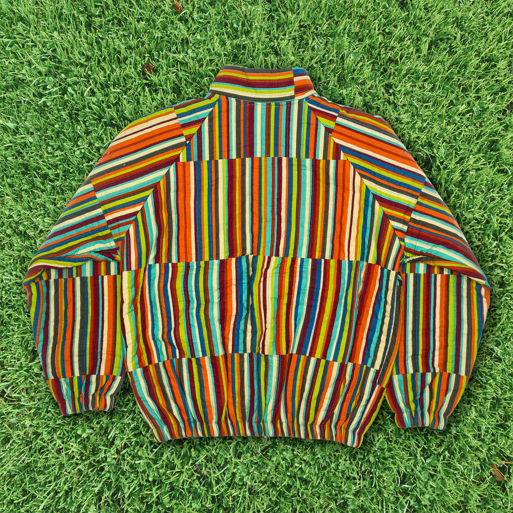 Vibrant Striped Quilt Bomber Jacket