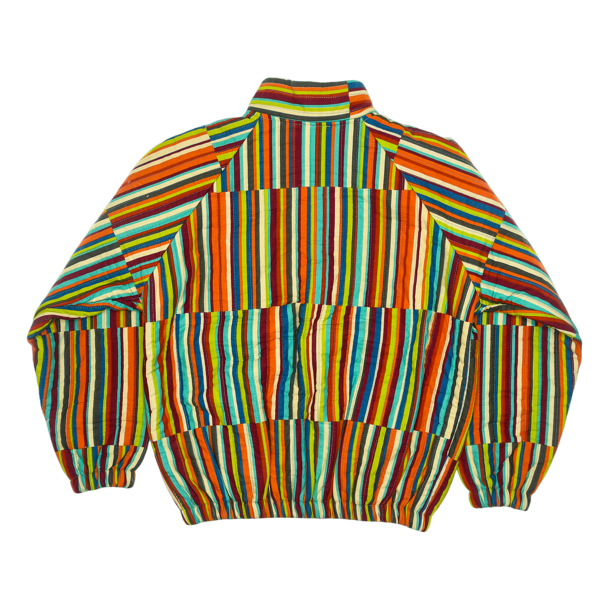 Vibrant Striped Quilt Bomber Jacket