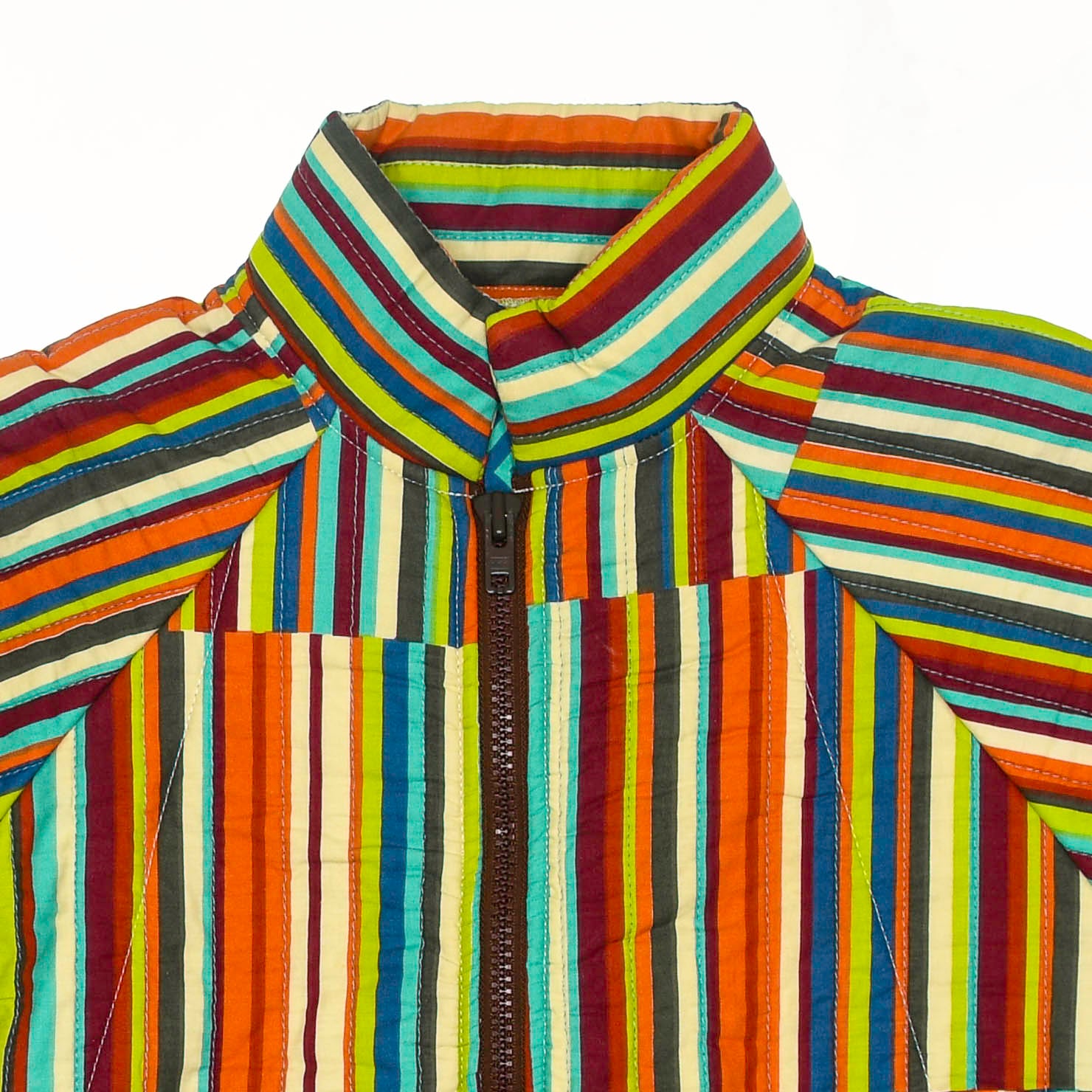 Technicolor Stripe Quilt Bomber Jacket