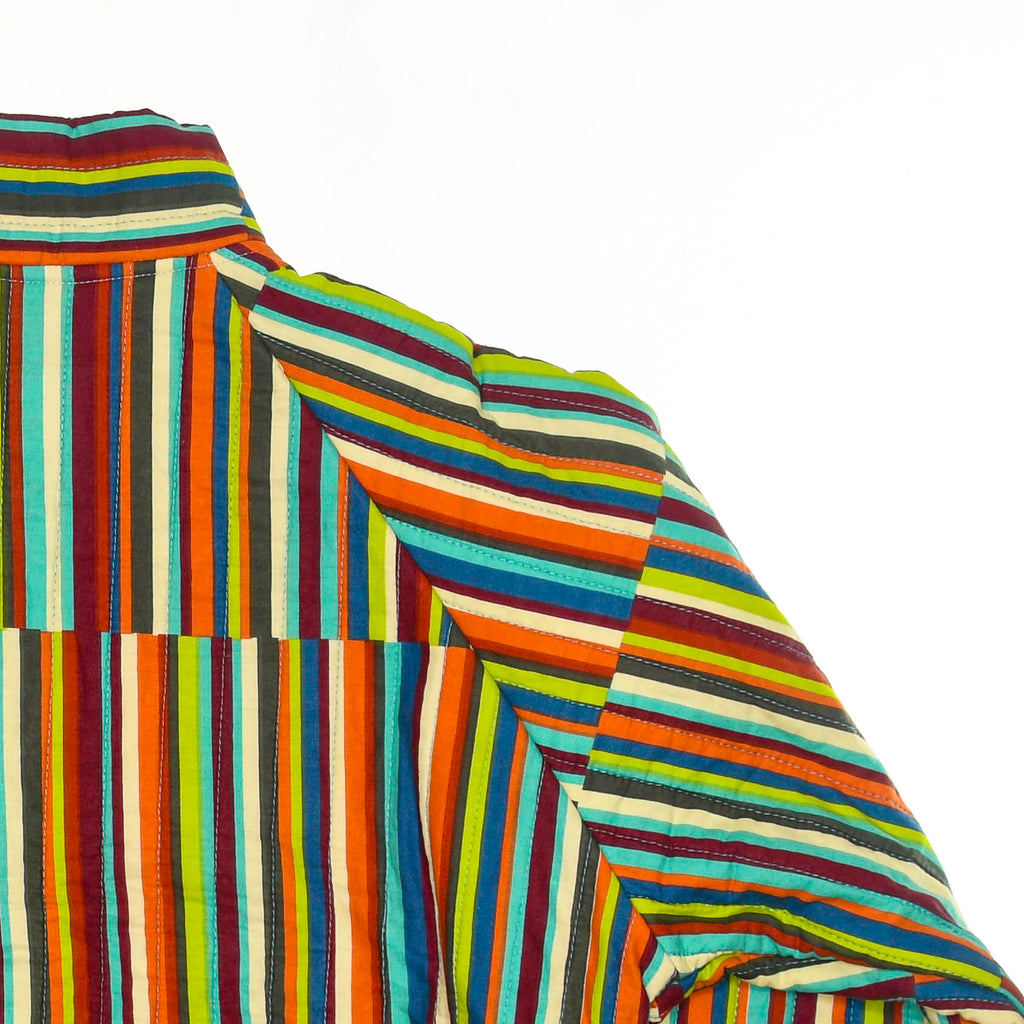 Technicolor Stripe Quilt Bomber Jacket
