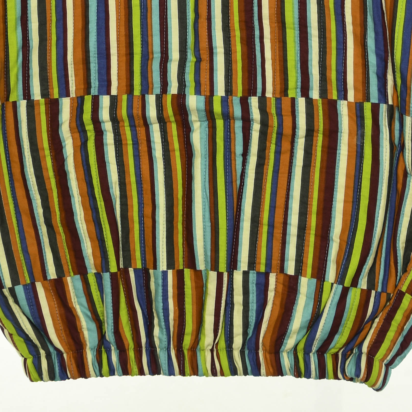 Technicolor Stripe Quilt Bomber Jacket