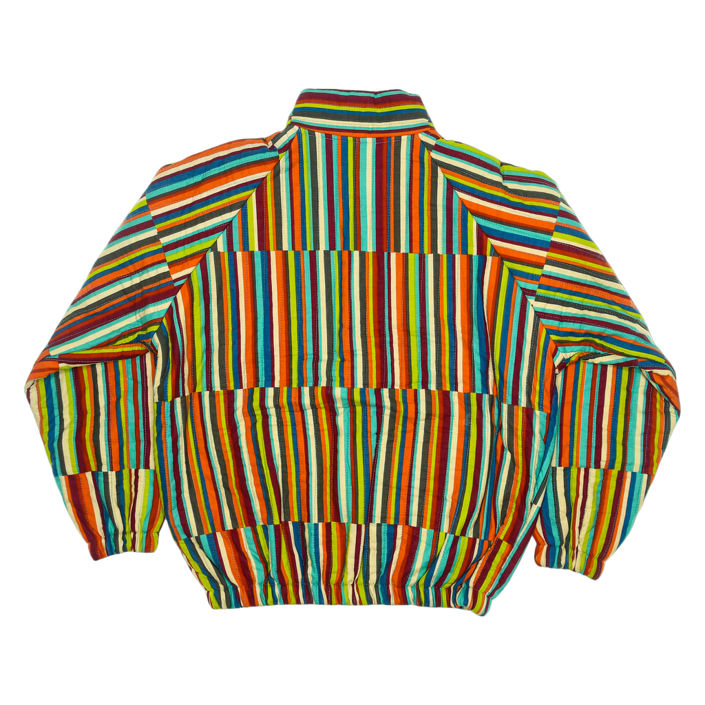 Technicolor Stripe Quilt Bomber Jacket