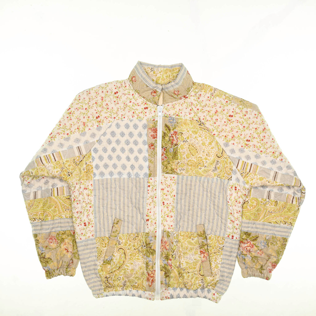 Yellow Patchwork Quilt Bomber Jacket