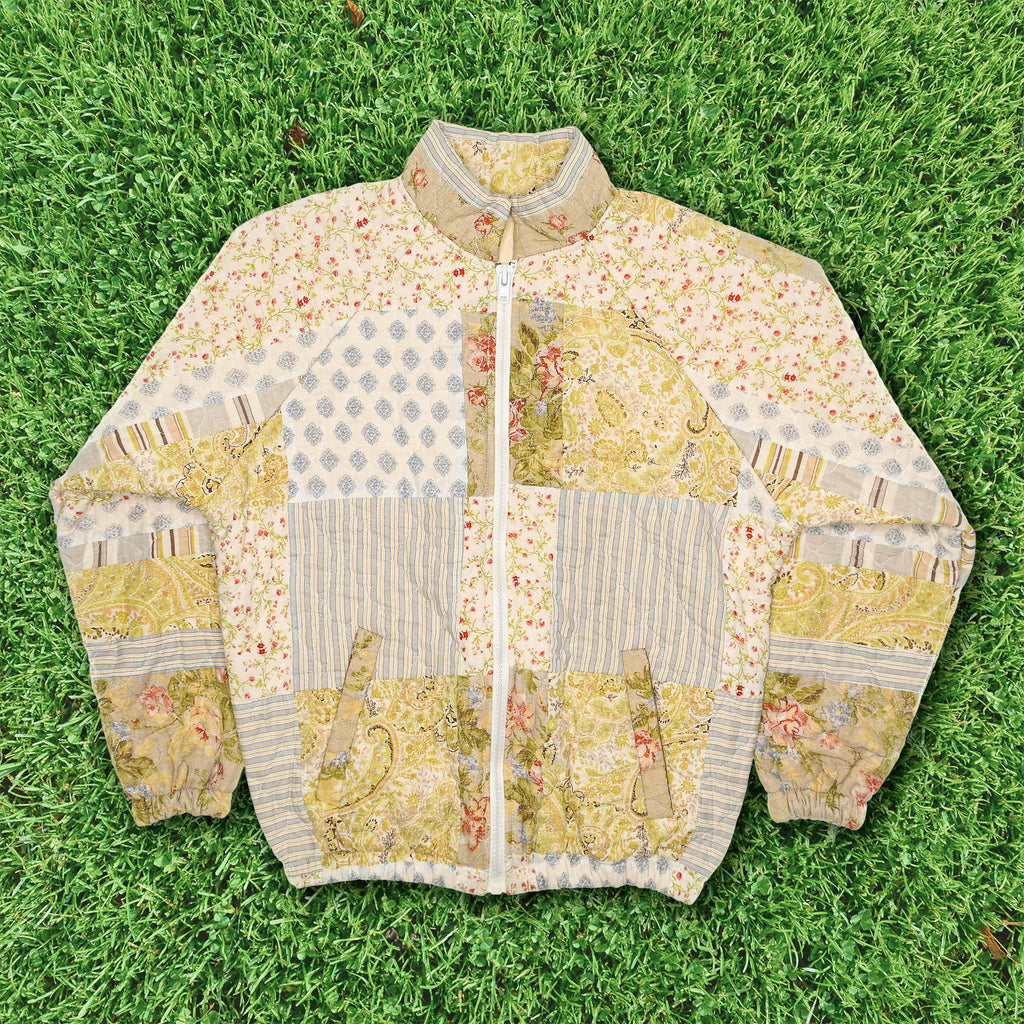 Yellow Patchwork Quilt Bomber Jacket