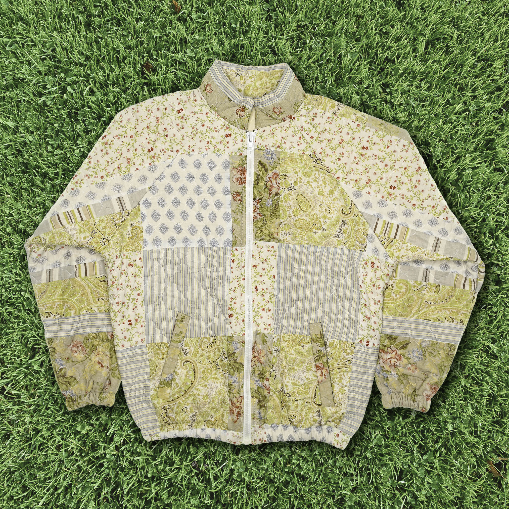 Yellow Patchwork Quilt Bomber Jacket