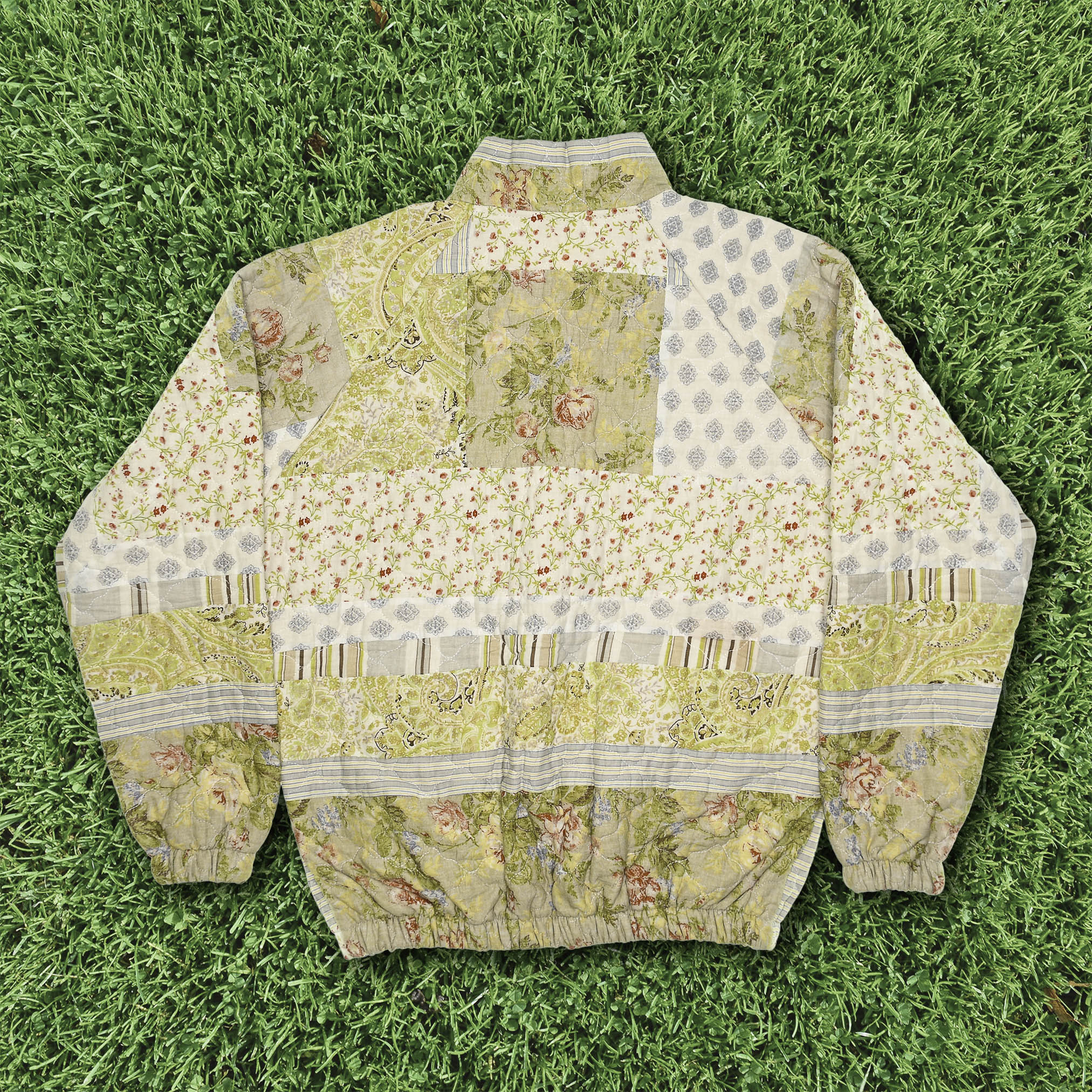 Yellow Patchwork Quilt Bomber Jacket