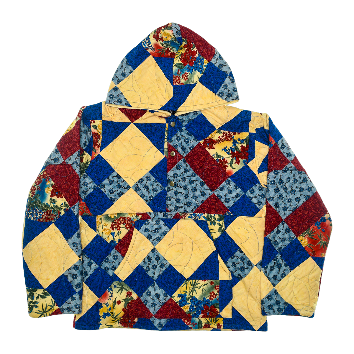 Bold Floral Patchwork Coastal Nomad Quilt Hoodie
