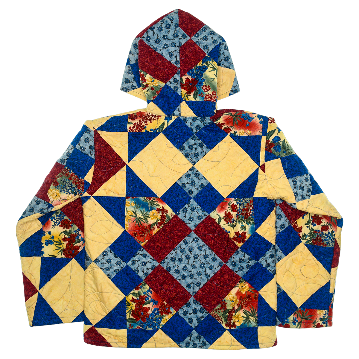 Bold Floral Patchwork Coastal Nomad Quilt Hoodie