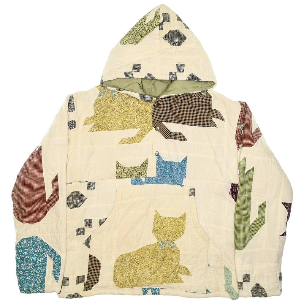 Patchwork Cat Coastal Nomad Quilt Hoodie