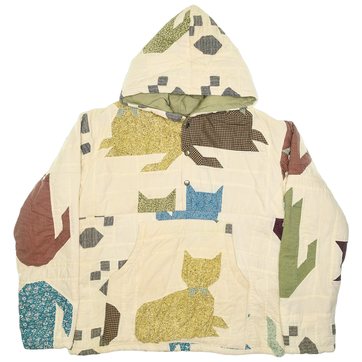 Patchwork Cat Coastal Nomad Quilt Hoodie
