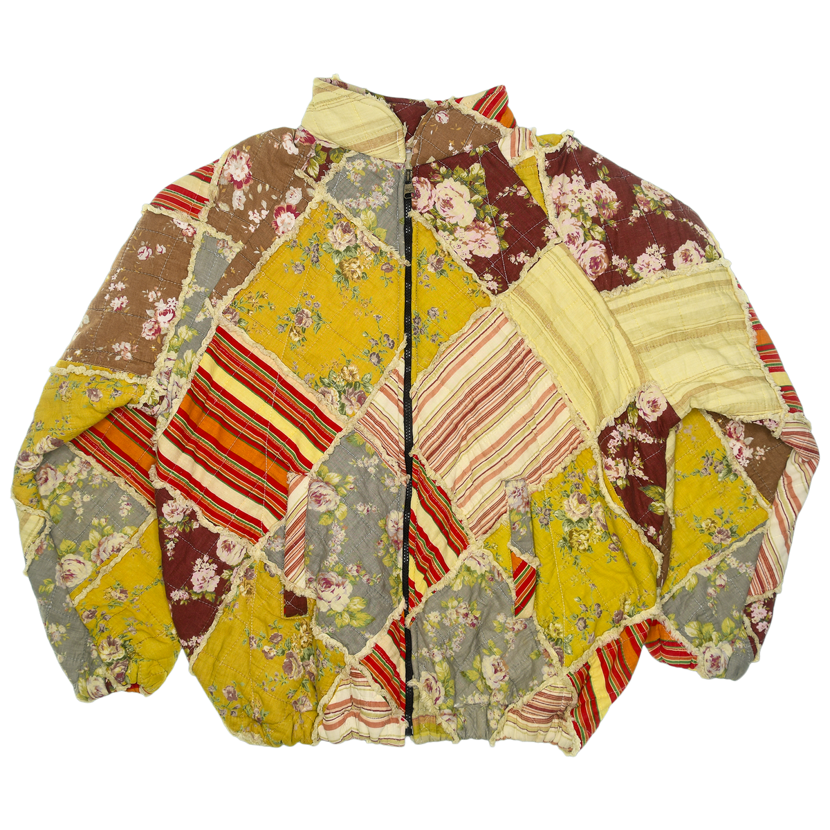 Romantic Autumn Mix Print Patchwork  Classic Quilt Bomber