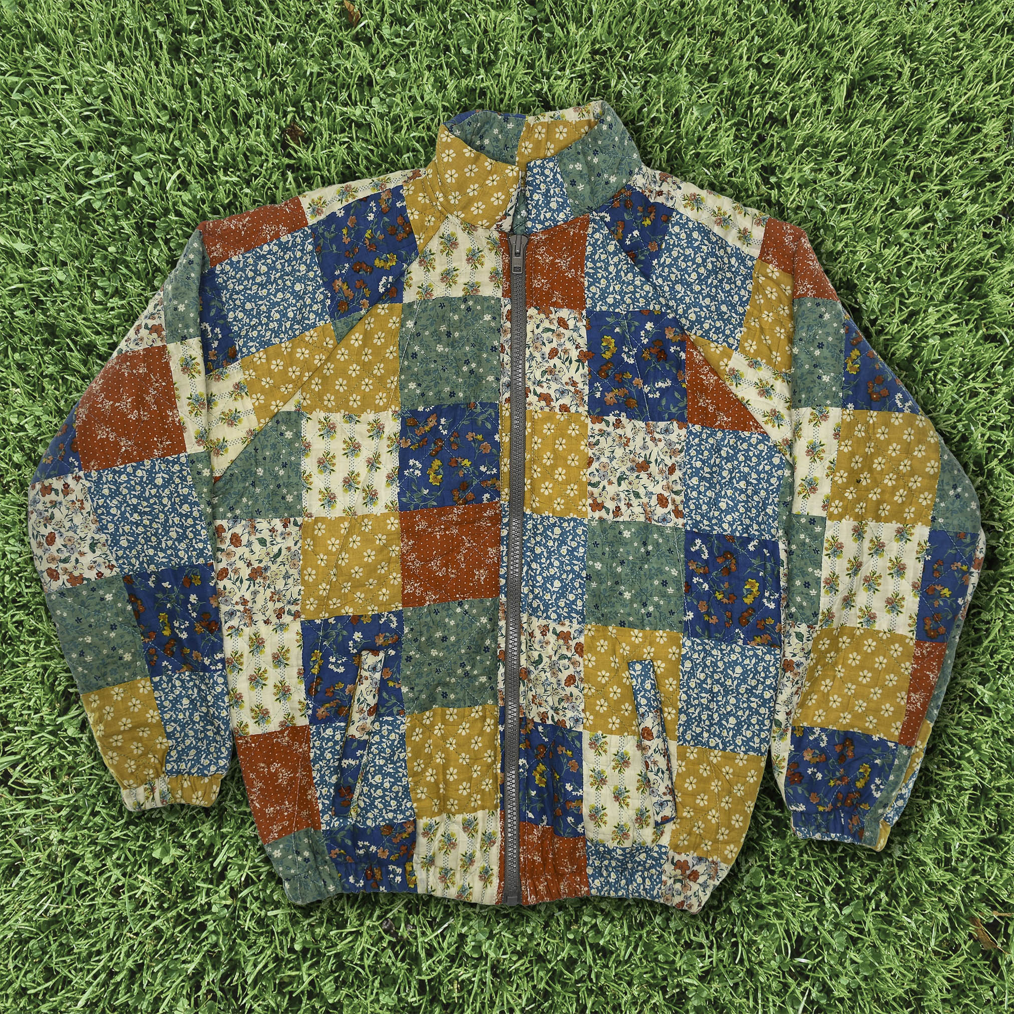 Retro Patchwork Quilt Bomber Jacket