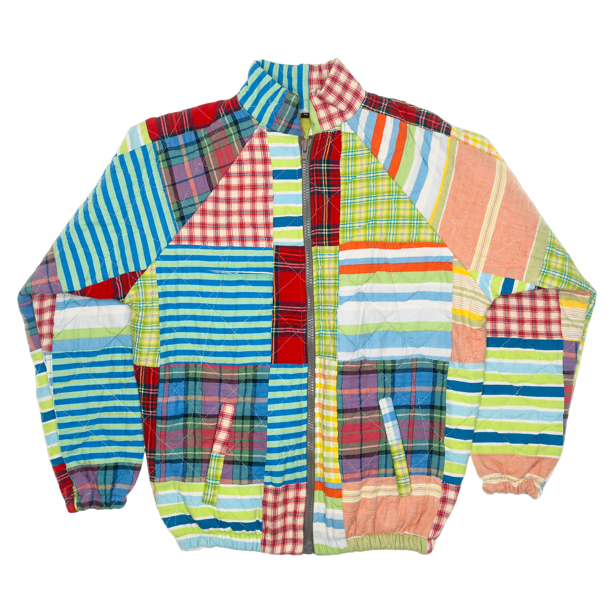 Rainbow Stripe & Madras Classic Quilt Bomber