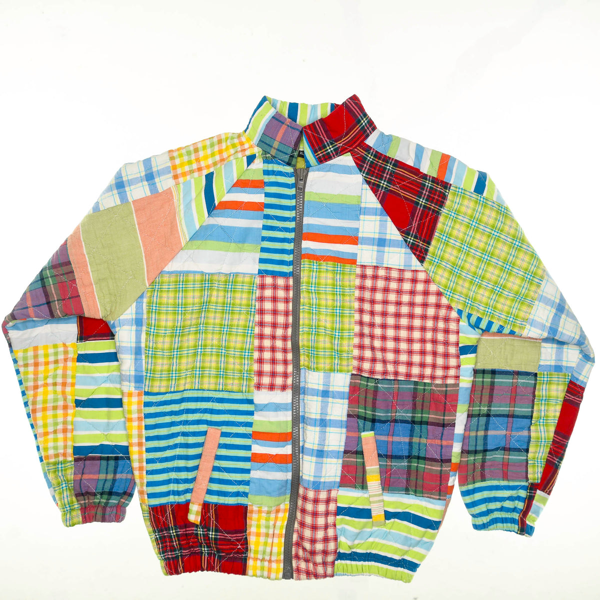 Bright Plaid & Stripe Mixed Classic Quilt Bomber