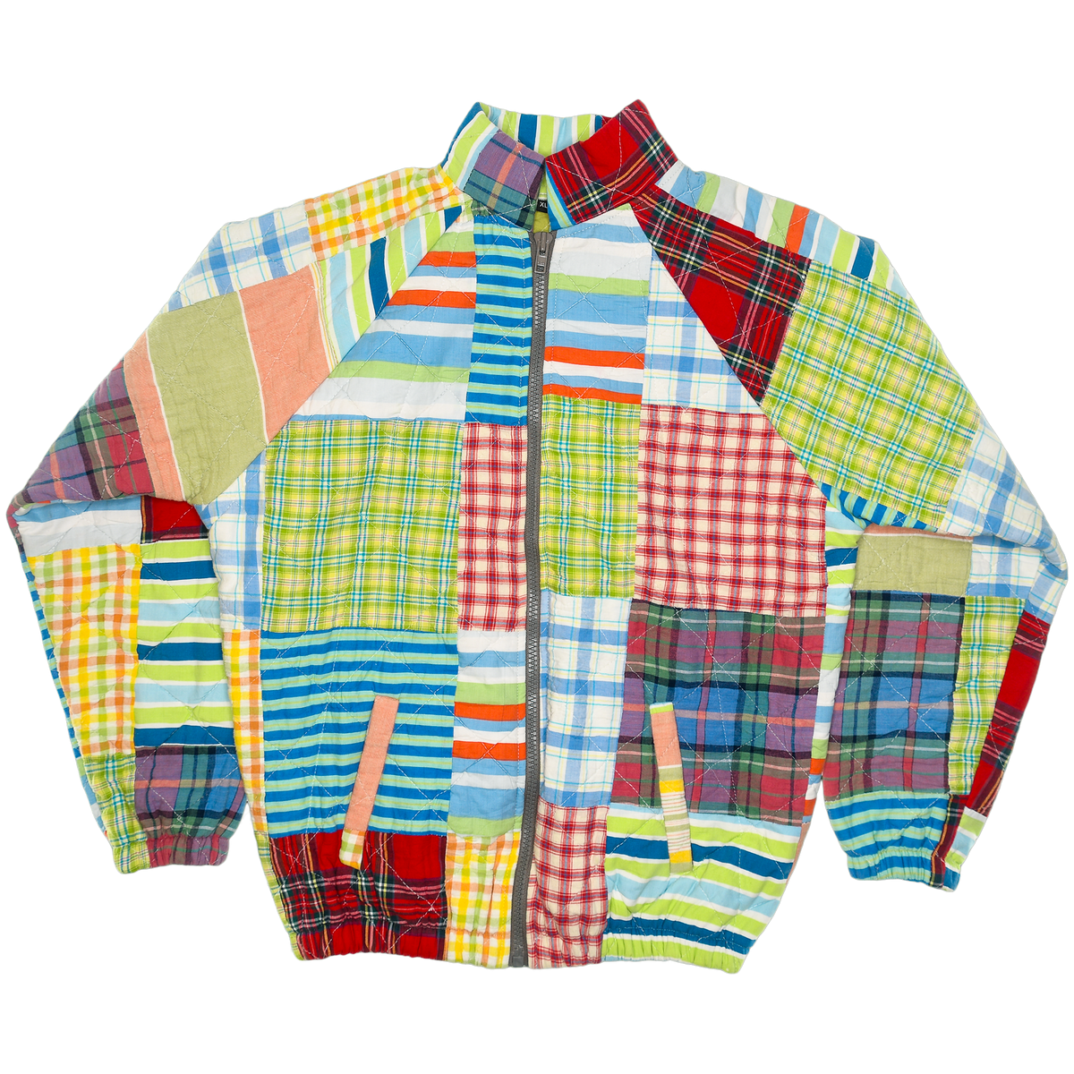 Bright Plaid & Stripe Mixed Classic Quilt Bomber