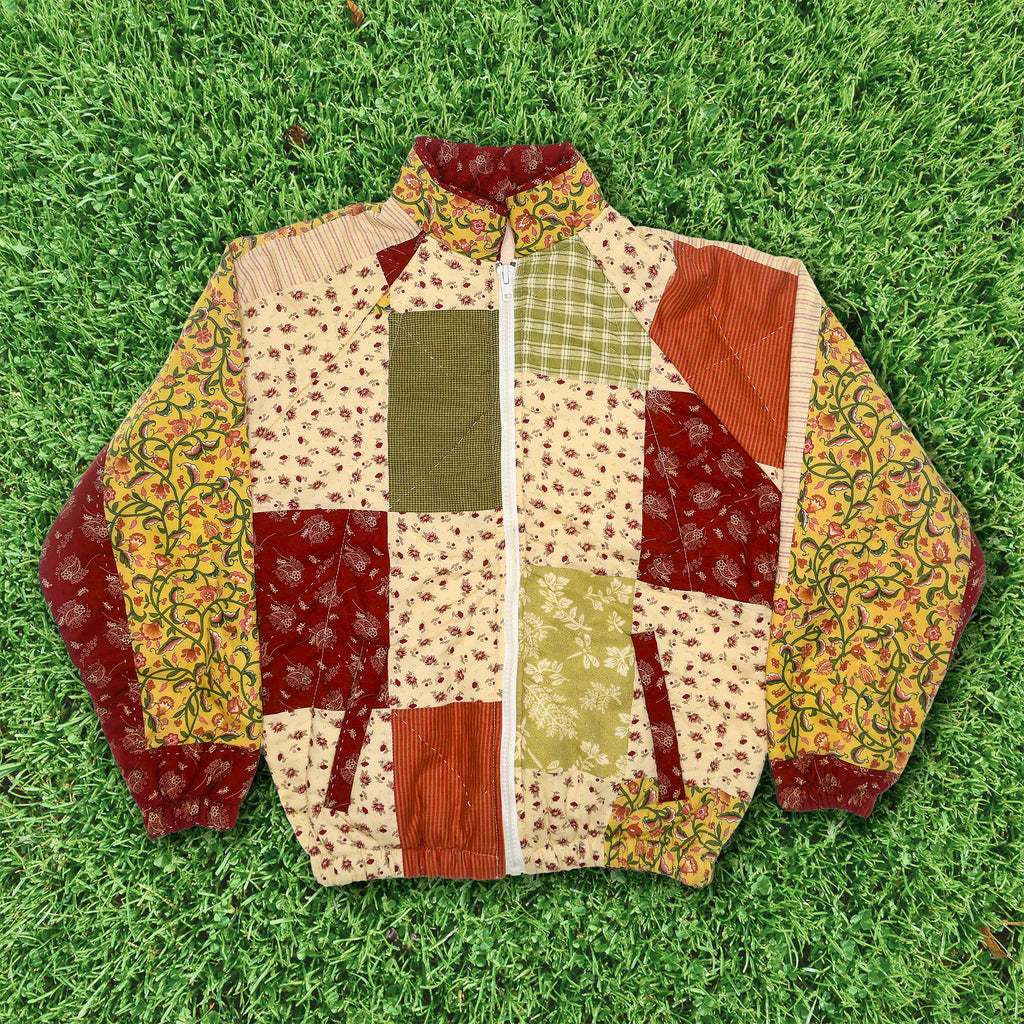 Harvest Bloom Classic Quilt Bomber — Cottagecore Patchwork Jacket