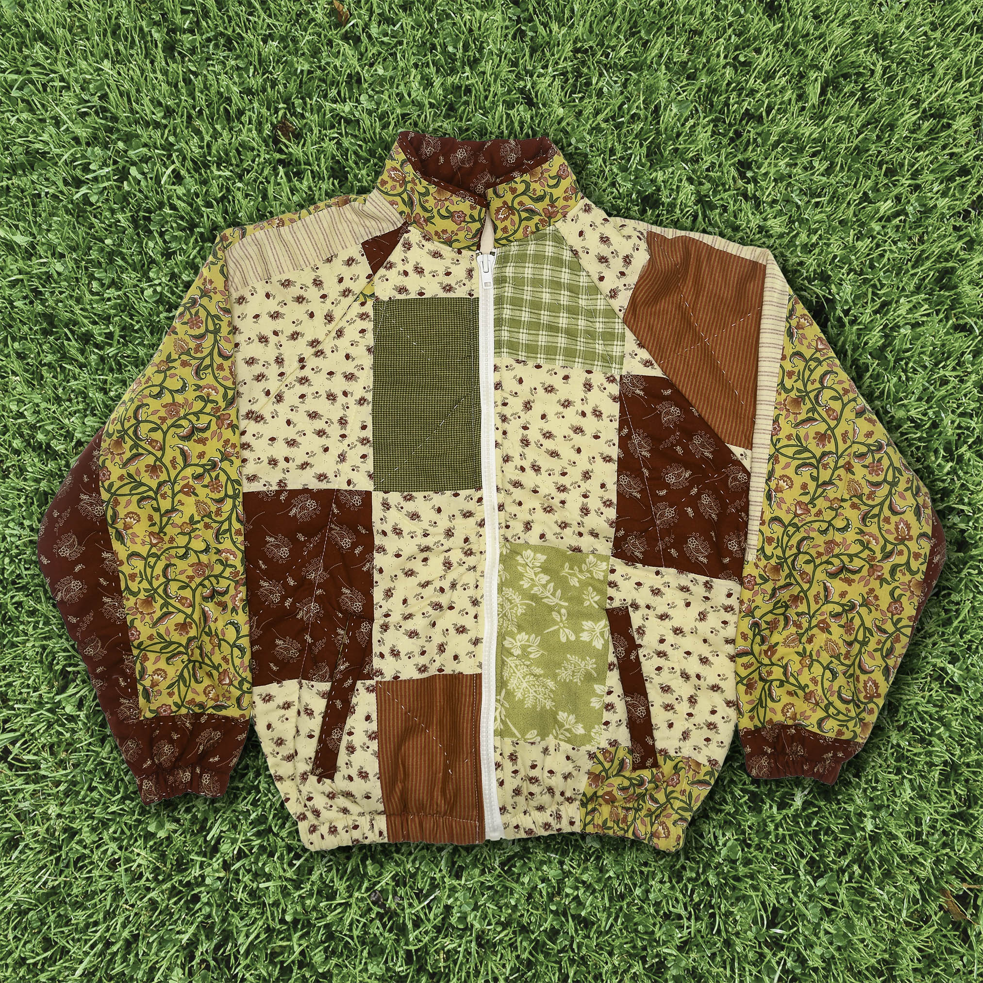 Harvest Bloom Classic Quilt Bomber — Cottagecore Patchwork Jacket