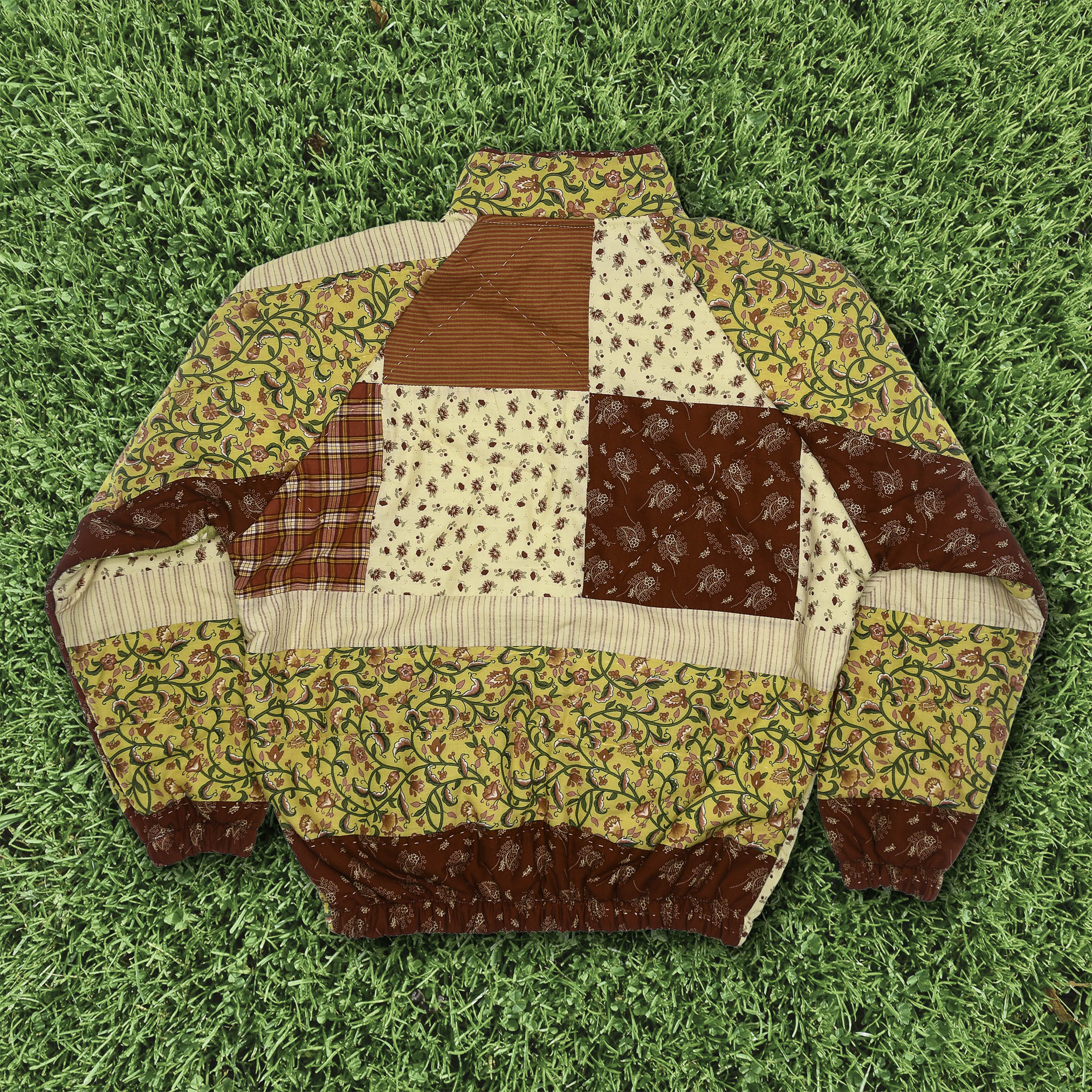 Harvest Bloom Classic Quilt Bomber — Cottagecore Patchwork Jacket
