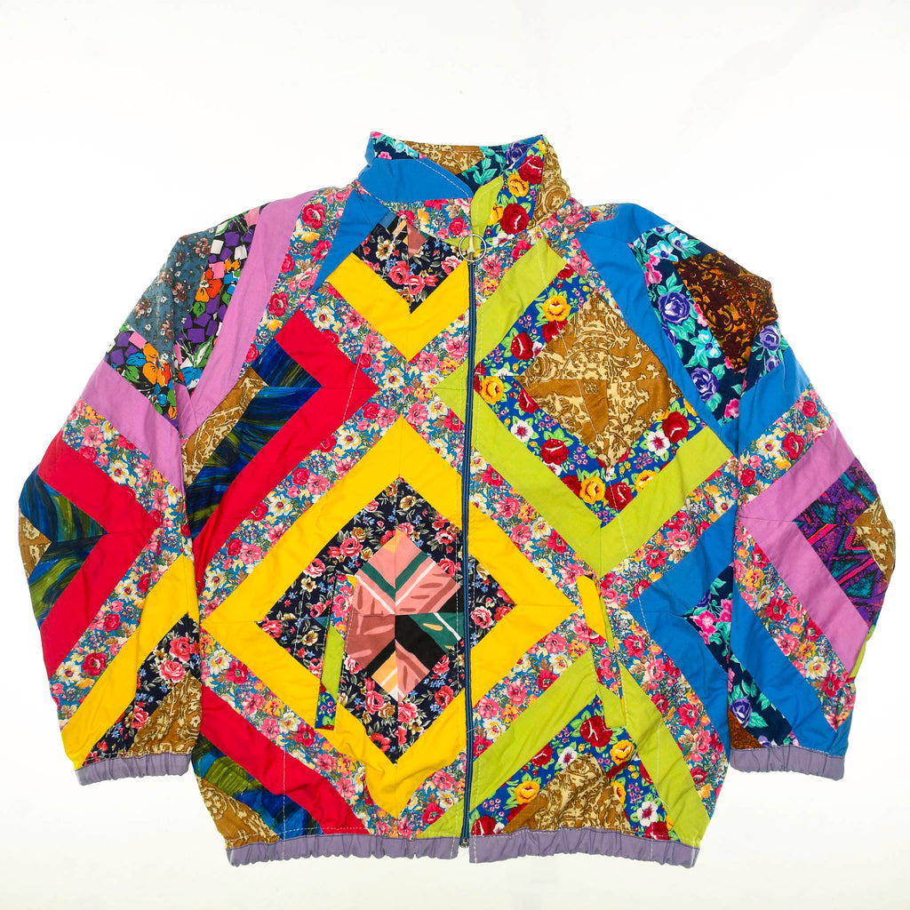 Bright Colorful Quilt Bomber Jacket