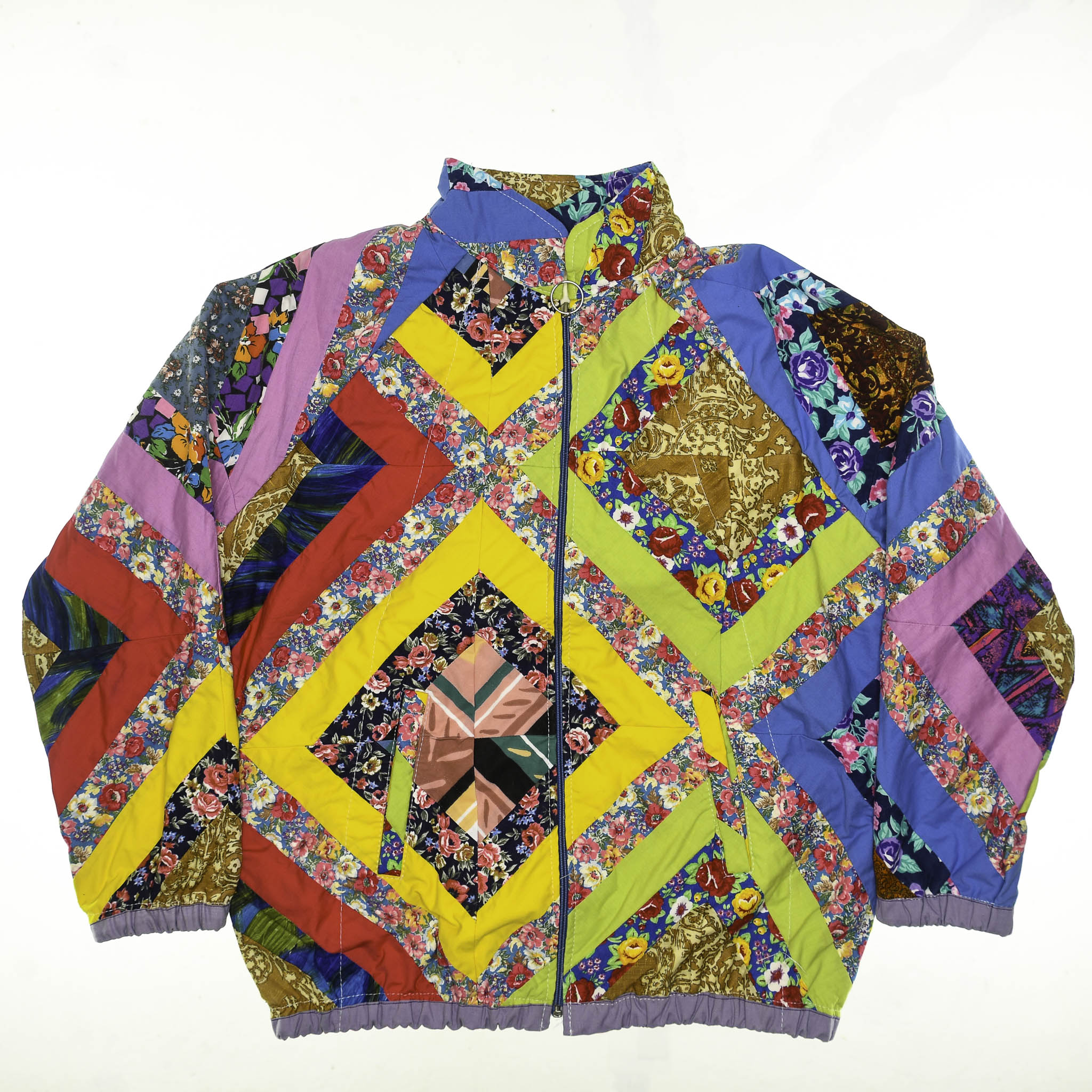 Bright Colorful Quilt Bomber Jacket