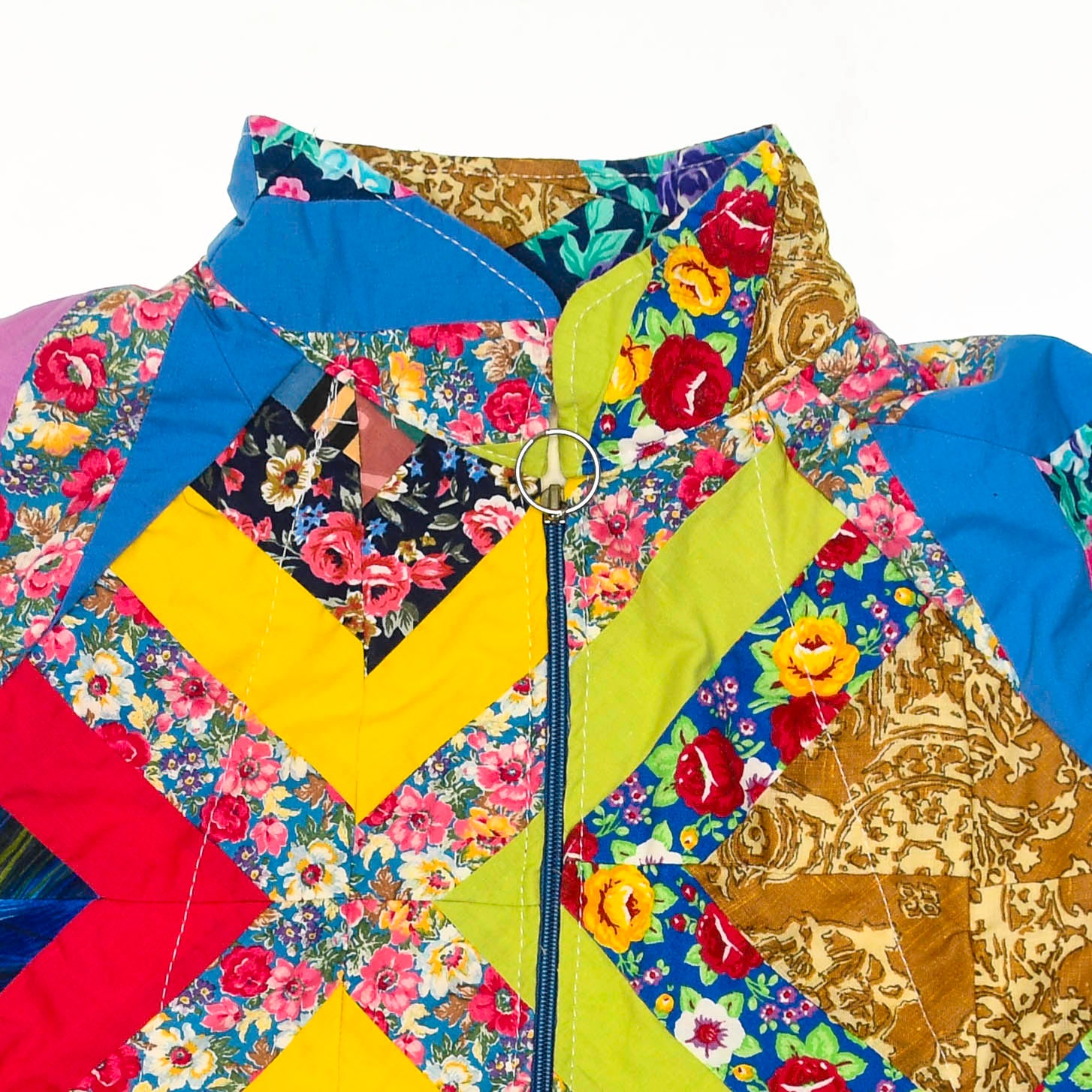 Bright Colorful Quilt Bomber Jacket