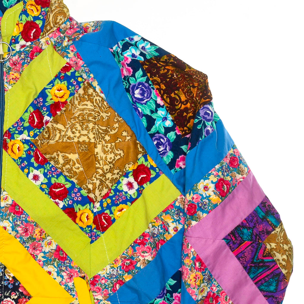 Bright Colorful Quilt Bomber Jacket