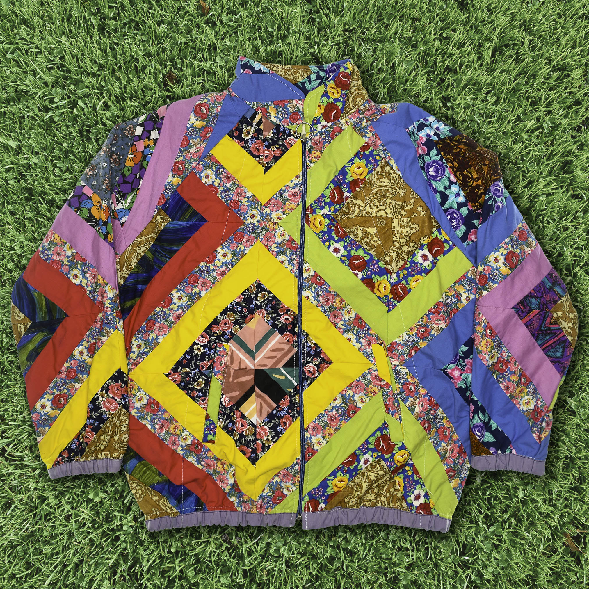 Bright Colorful Quilt Bomber Jacket