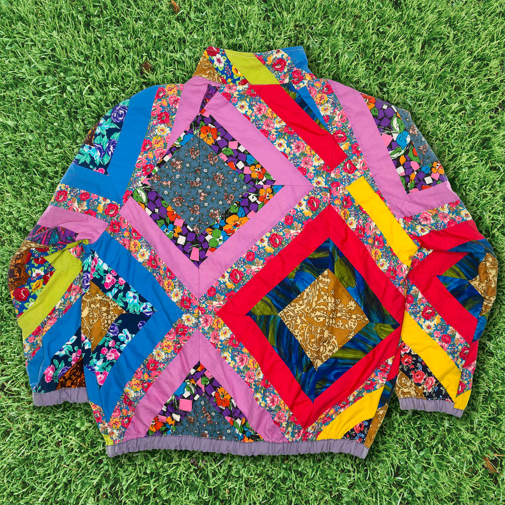 Bright Colorful Quilt Bomber Jacket
