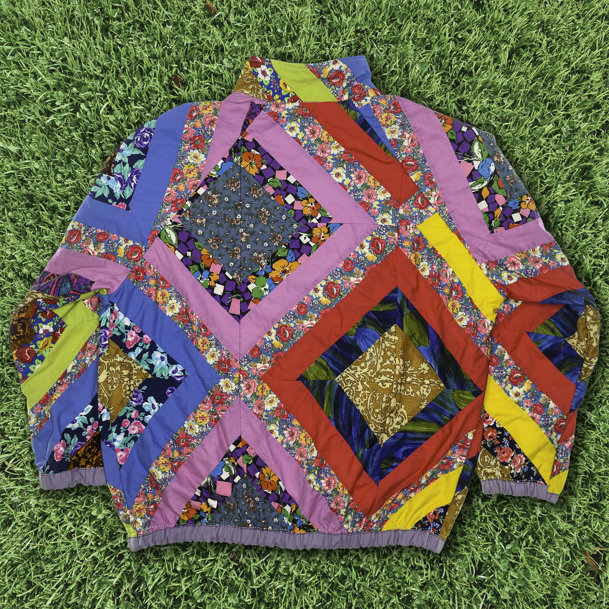 Bright Colorful Quilt Bomber Jacket