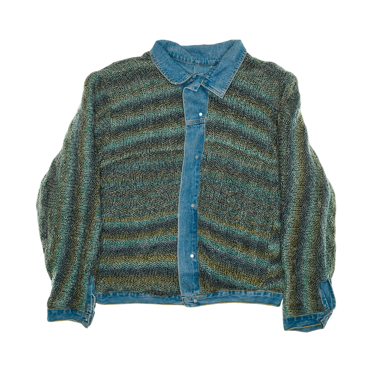 Earth Tone Crochet Reversible Denim Jacket